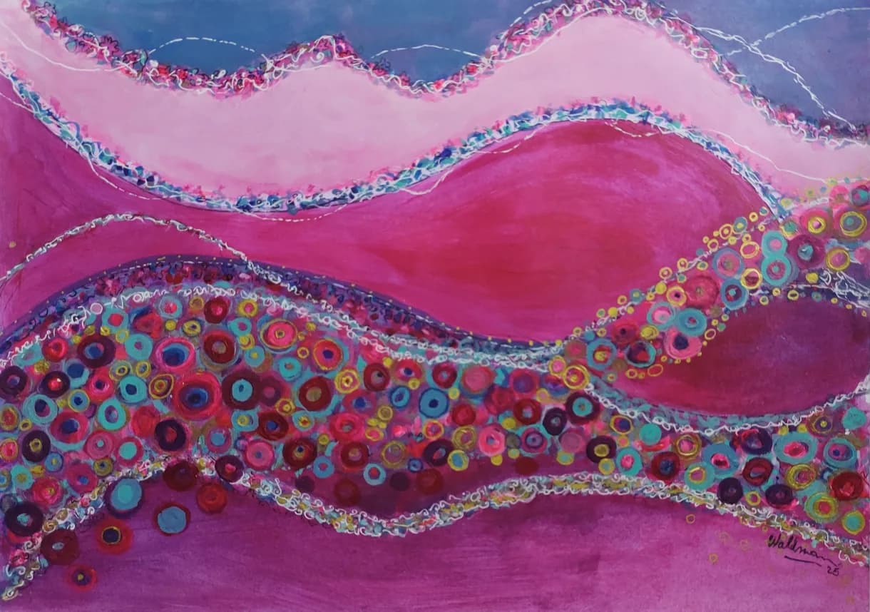 "Las luces del mar" Serie Agua /Mareas Acrílico y tinta sobre papel 29 cm x 21 cm